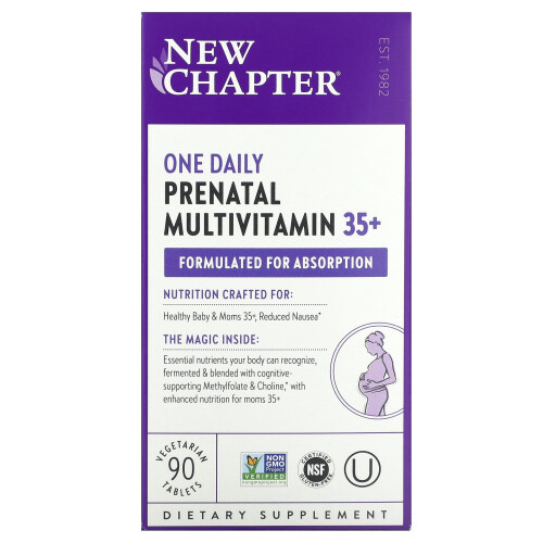 New Chapter, Multivitamine Prénatale Quotidienne 35+, 90 Comprimés Végétariens