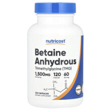 Nutricost, Betain Anhydrous, 1.500 mg, 120 Kapseln (750 mg pro Kapsel)