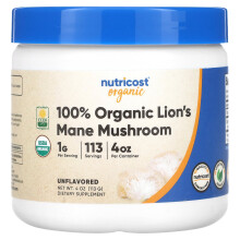 Nutricost, 100% Organischer Löwenmähnen-Pilz, Ungeschmackt, 4 oz (113 g)