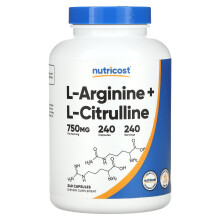 Nutricost, L-Arginine + L-Citrulline, 240 gélules