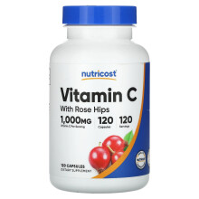 Nutricost, Vitamine C avec Églantier, 1 000 mg, 120 Capsules