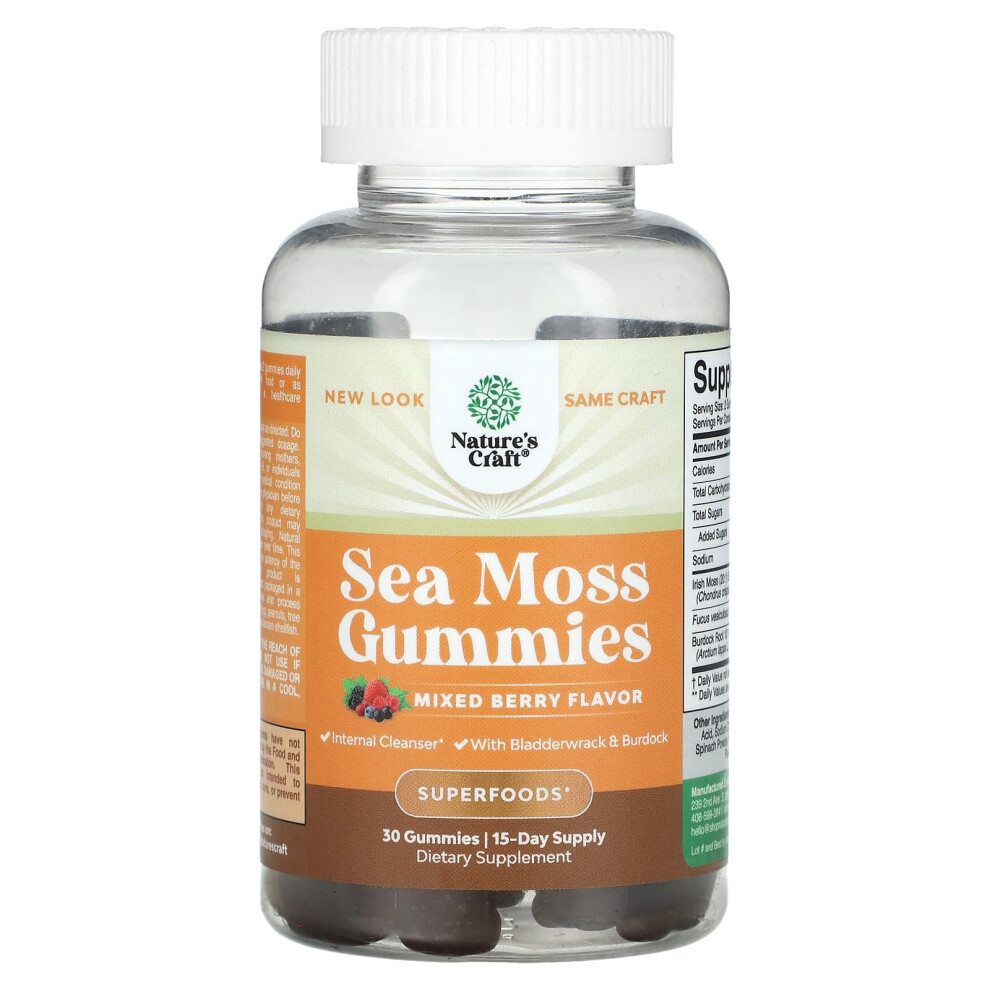 Nature's Craft , Sea Moss Gummies, Mixed Berry 30 Gummies