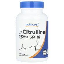 Nutricost, L-Citrulline, 2 500 mg, 120 Comprimés (1 250 mg par Comprimé)