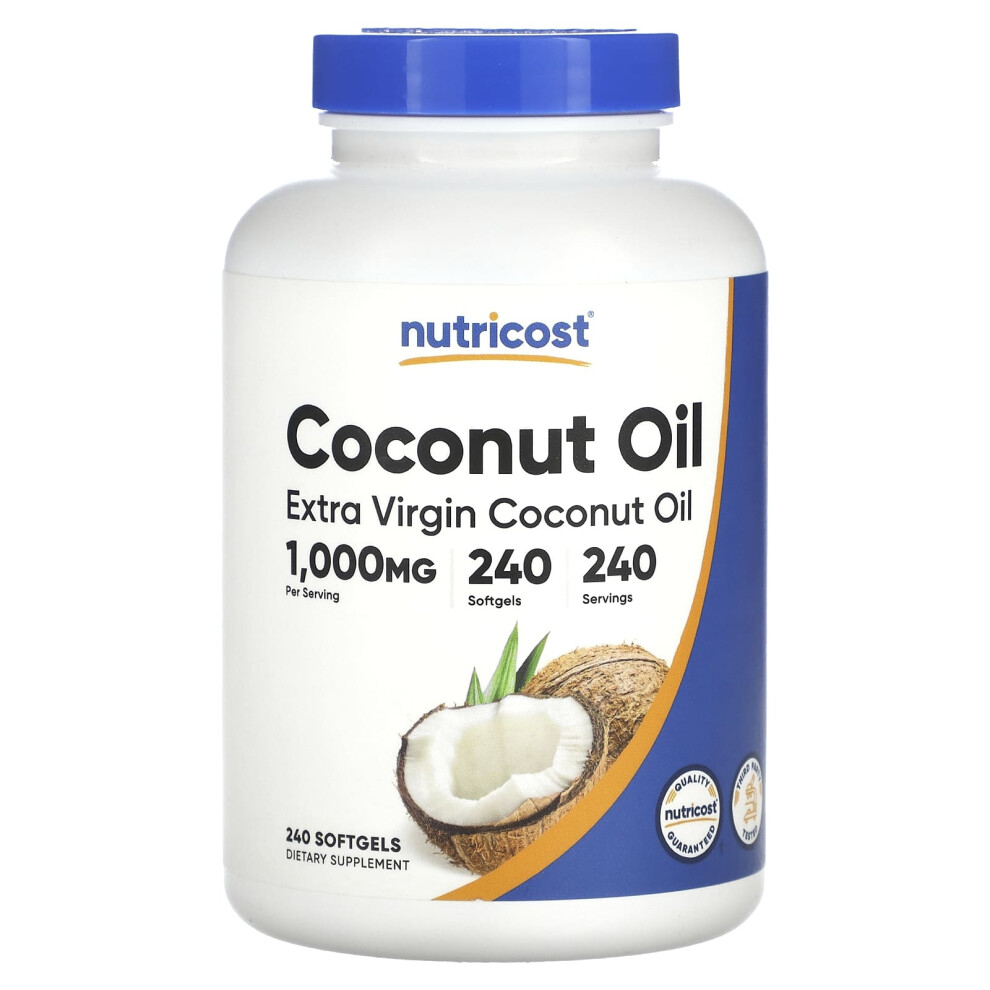 Nutricost , Extra Virgin Coconut Oil, 1,000 Mg, 240 Capsules
