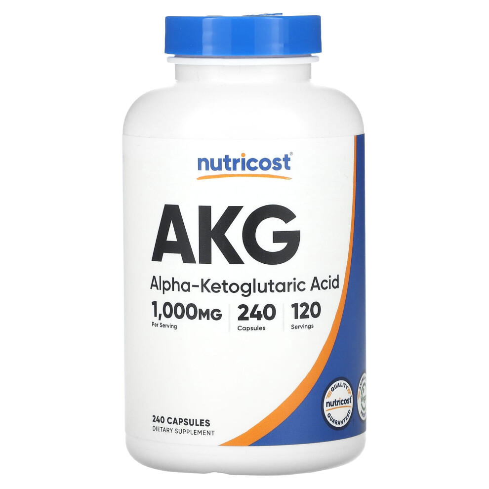 Nutricost , Akg (Alpha-Ketoglutaric Acid), 1,000 Mg, 240 Capsules (500 Mg Per Capsule)