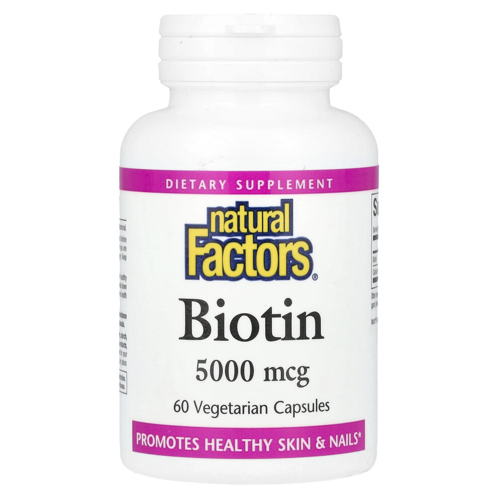 Natural Factors , Biotin, 5,000 Mcg, 60 Vegetarian Capsules