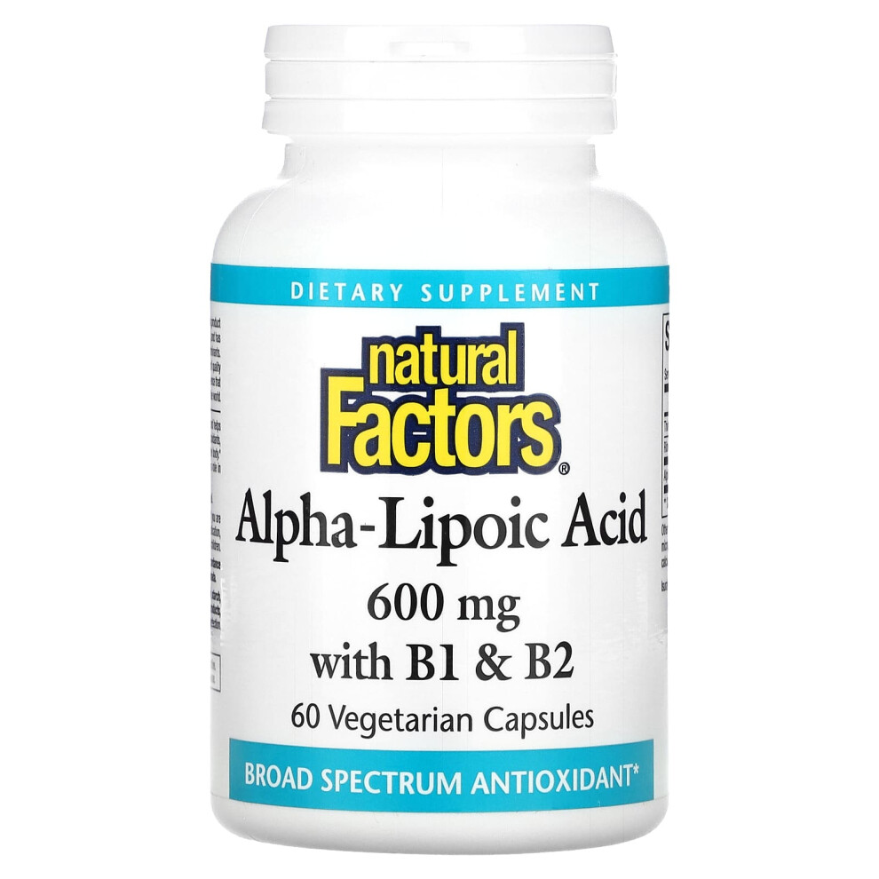 Natural Factors , Alpha-Lipoic Acid With B1 & B2, 600 Mg, 60 Vegetarian Capsules