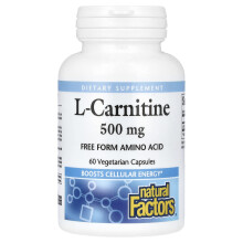 Natural Factors, L-Carnitine, 500 mg, 60 Gélules Végétariennes