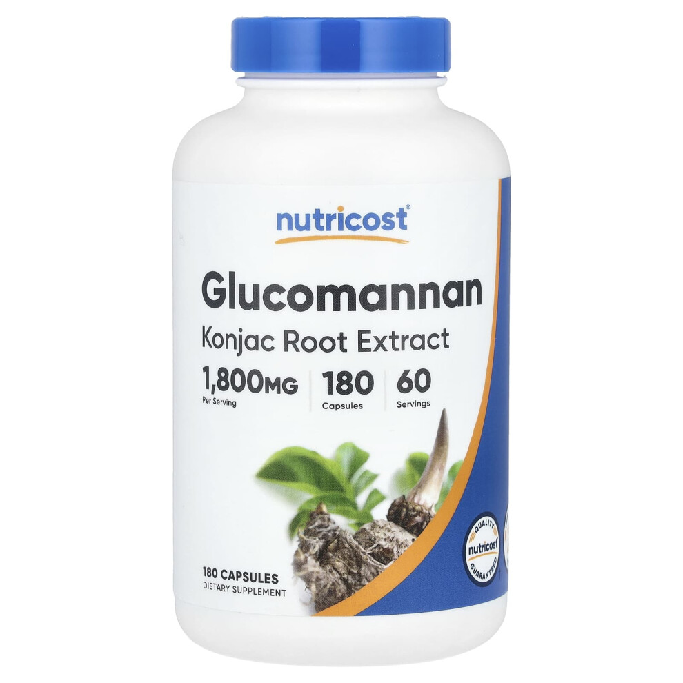 Nutricost , Glucomannan Konjac Root Extract, 1,800 Mg, 180 Capsules (600 Mg Per Capsule)