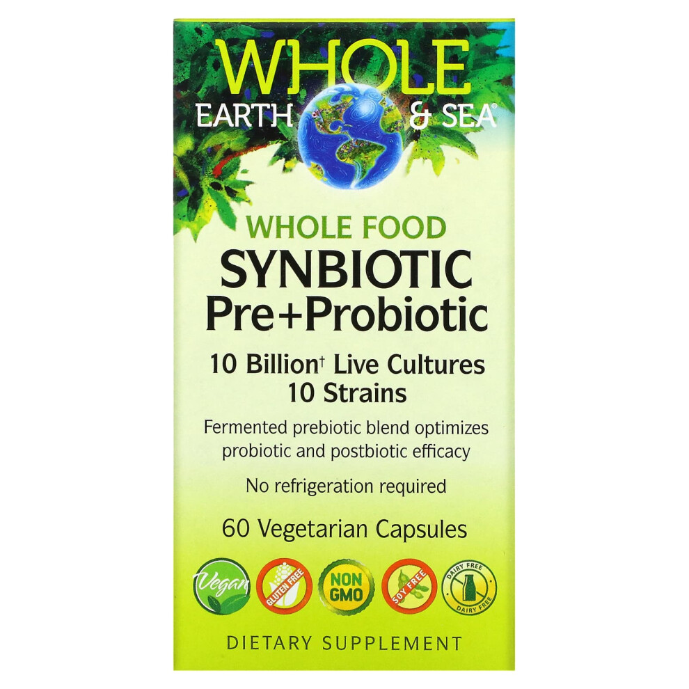 Natural Factors , Whole Earth & Sea, Whole Food Synbiotic Pre+Probiotic, 10 Billion, 60 Vegetarian Capsules