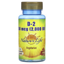 Nature's Life, Vitamin D-2, 50 mcg (2.000 IE), 90 Vegetarische Kapseln