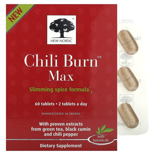 New Nordic, Chili Burn Max, 60 Comprimés