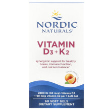Nordic Naturals, Vitamin D3 + K2, Große Orange, 60 Weichkapseln