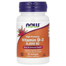 NOW Foods, Vitamin D-3, Hochdosiert, 5.000 IE, 30 Softgels