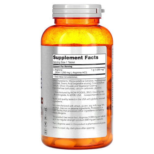 NOW Foods L-Arginine, 1000mg - 180 tablets 1