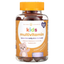 NutraChamps, Multivitamine pour Enfants, Fraise, Fruit de la Passion, Pêche et Cerise, 120 Gommes Végétaliennes