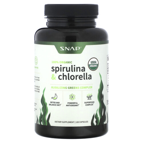 Snap Supplements, Spiruline & Chlorelle Bio, 120 Gélules