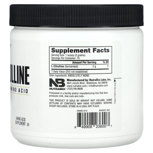 NutraBio, L-Citrulline, Acide Aminé Libre, 5,3 oz (150 g) 2