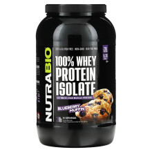 NutraBio, Isolat de Protéine de Lactosérum, Muffin aux Myrtilles, 2 lb (907 g)