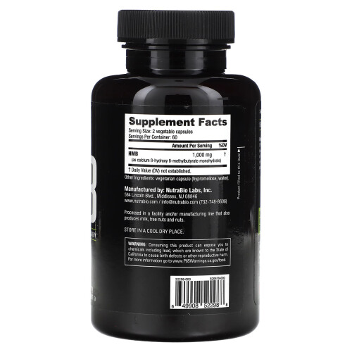 NutraBio, HMB, 1,000 mg, 120 Capsules (500 mg per Capsule) 2