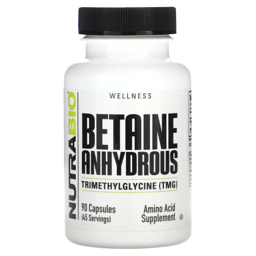 NutraBio, Betain Anhydrous, 90 Kapseln