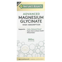 Nature's Bounty, Fortgeschrittenes Magnesiumglycinat, Hohe Absorption, 360 mg, 90 Kapseln (120 mg pro Kapsel)