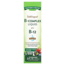 Nature's Truth, Vitamine, Sublingual B-Komplex Flüssigkeit Plus B-12, Natürliche Beere, 2 fl oz (59 ml)