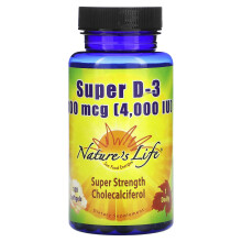 Nature's Life, Super D-3, 100 mcg (4.000 IE), 100 Softgels