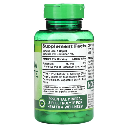 Nature's Truth, Kaliumgluconat, 595 mg, 100 Caplets 2