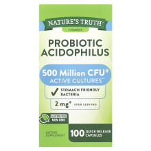Nature's Truth, Probiotikum Acidophilus, 2 mg, 100 Schnellfreisetzungskapseln (1 mg pro Kapsel)