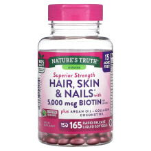 Nature's Truth, Haar, Haut & Nägel mit Biotin, 5.000 mcg, 165 Schnellfreisetzende Flüssig-Weichkapseln