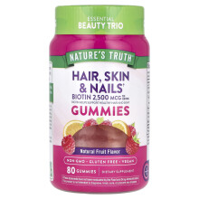 Nature's Truth, Haar, Haut & Nägel, Natürliche Frucht, 2.500 mcg, 80 Gummis (1.250 mcg pro Gummibärchen)