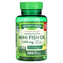 Nature's Truth, Mini Fischöl, Premium Stärke, Zitrone, 1.300 mg, 100 Mini-Weichkapseln (650 mg pro Kapsel)