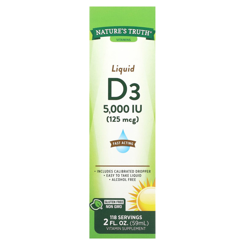 Nature's Truth , Vitamins, Liquid D3, 125 Mcg (5,000 Iu), 2 Fl Oz (59 Ml)