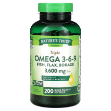 Nature's Truth, Vitamine, Triple Omega 3-6-9, Fisch, Leinsamen, Borretsch, 3.600 mg, 200 Schnellfreisetzungs-Softgels (1.200 mg pro Softgel)