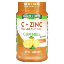 Nature's Truth, C + Zink, Immununterstützung, Natürliche Zitrone, 60 vegane Gummibärchen