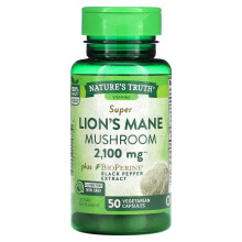 Nature's Truth, Super Löwenmähne Pilz plus Bioperine, 2.100 mg, 50 Vegetarische Kapseln