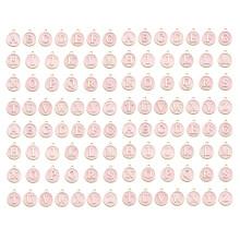 Zhiheng 104 Pack Alphatbet Gold Enamel Charms A-Z Letter Double Side Beaded Pendants Wine Charms for Earring Necklace Bracelet Jewelry Making(Pink)