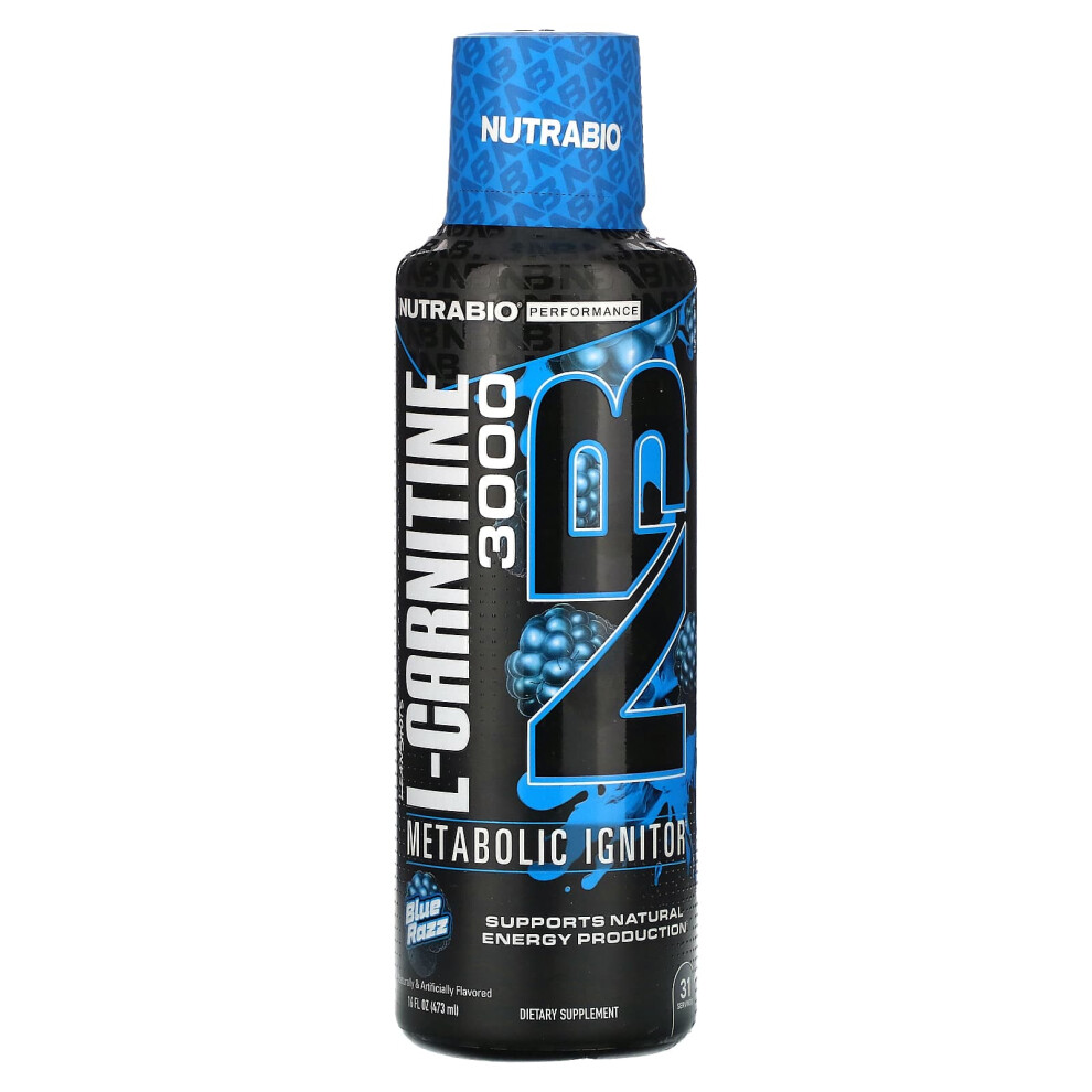 Nutrabio Blue Leanshots L-Carnitine 3000, Razz, 16 Fl Oz (473 Ml)