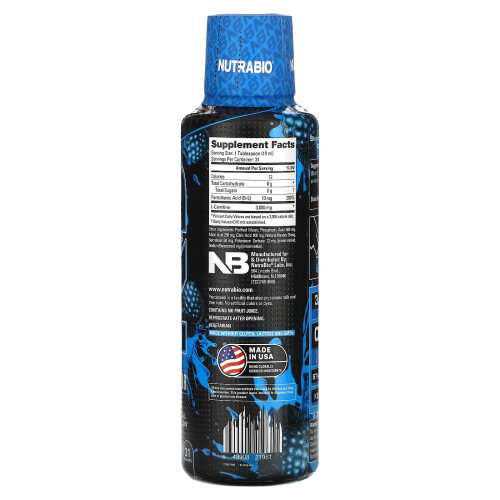 NutraBio, LeanShots L-Carnitin 3000, Blaue Himbeere, 16 fl oz (473 ml) 2