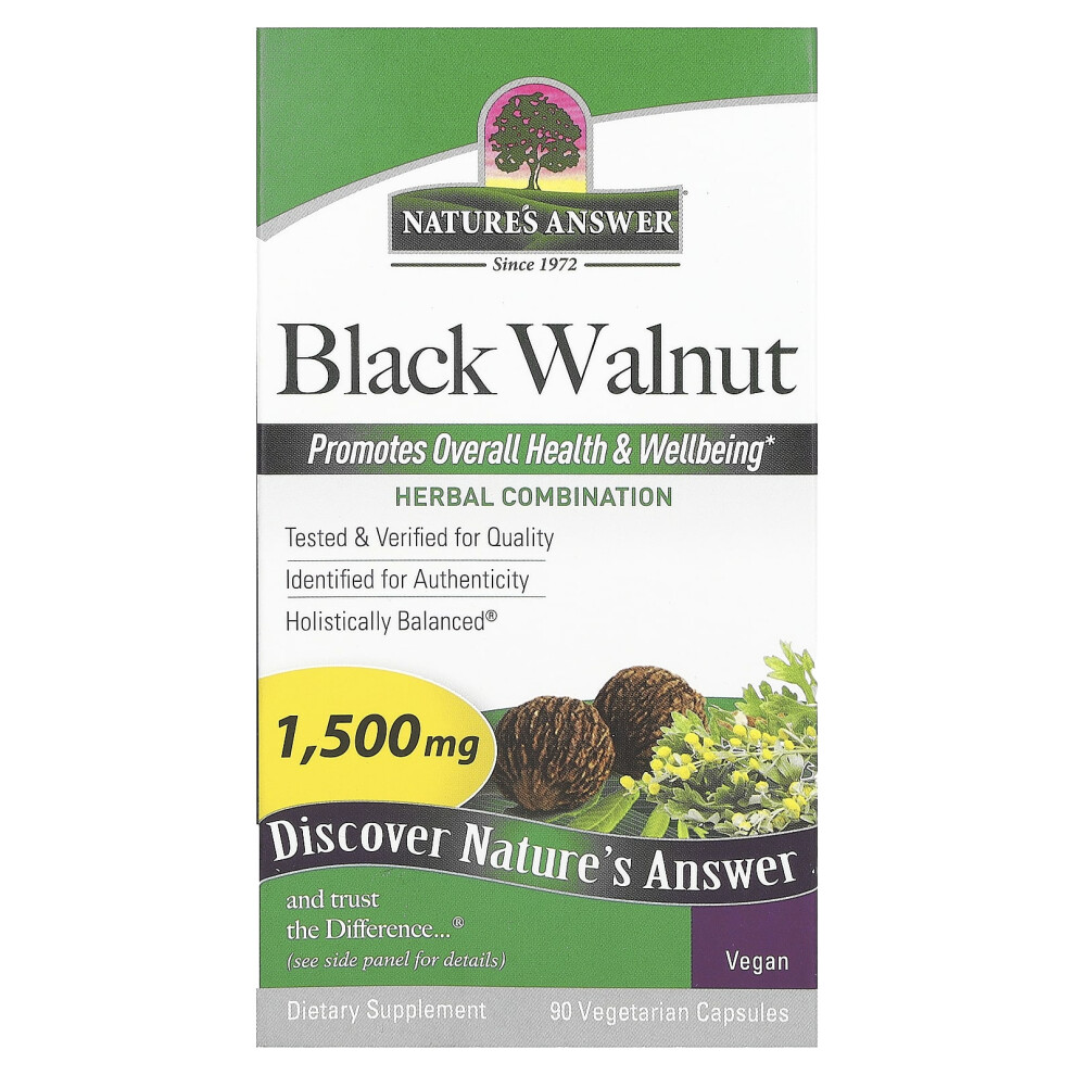 Nature's Answer Black Walnut, 1,500 Mg, 90 Vegetarian Capsules (500 Mg Per Capsule)