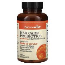 NatureWise, Probiotiques Max Care, WiseBiotics à Libération Retardée, 60 Gélules