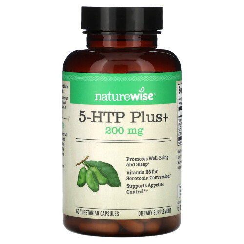 NatureWise, 5-HTP Plus+, 200 mg, 60 Capsules Végétariennes