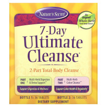 Nature's Secret, Nettoyage Ultime de 7 Jours, Nettoyage Corporel Total en 2 Parties, 2 Flacons, 36 Comprimés Chacun