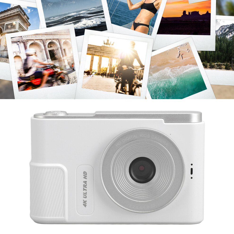 Portable 48Mp 4K Camera For Kids & Students 16X Zoom 2.4 Inch Screen White 7691347972407