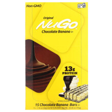 NuGo Nutrition, Barres Chocolat Banane, 15 Barres, 1,76 oz (50 g) Chacune