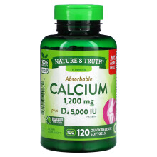 Nature's Truth, Absorbierbares Kalzium, Plus D3, 120 Schnellfreisetzungs-Weichkapseln