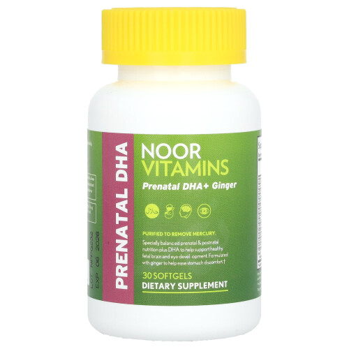 Noor Vitamins, Prénatal DHA + Gingembre, 30 Softgels