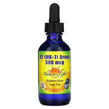 Nature's Life, K2 (MK-7) Tropfen, Heidelbeere, 500 mcg, 2 fl oz (60 ml)
