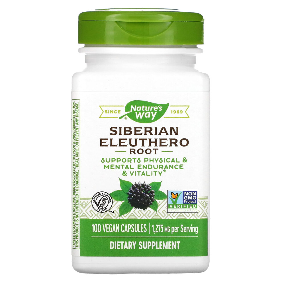 Nature's Way , Siberian Eleuthero Root, 1,275 Mg, 100 Vegan Capsules (425 Mg Per Capsule )